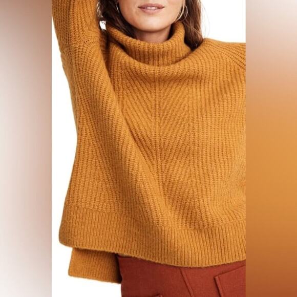 NWT * MADEWELL Mercer Turtleneck Sweater in Coziest Yarn in Heather Saffron - Picture 12 of 12
